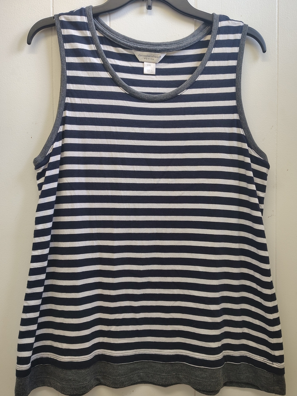Christopher & Banks Navy & White Striped Tank Size XLP